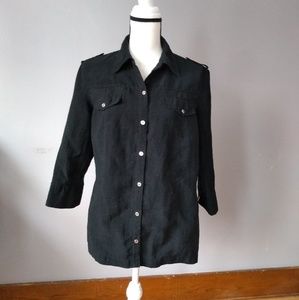 Chicos black button down shirt, 2 (12), L